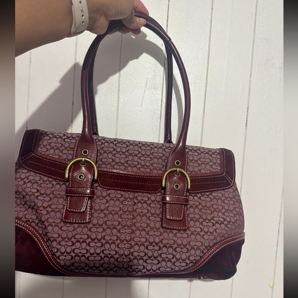 2004 Vintage Coach Moron Burgundy Signature Satchel - Picture 1 of 6